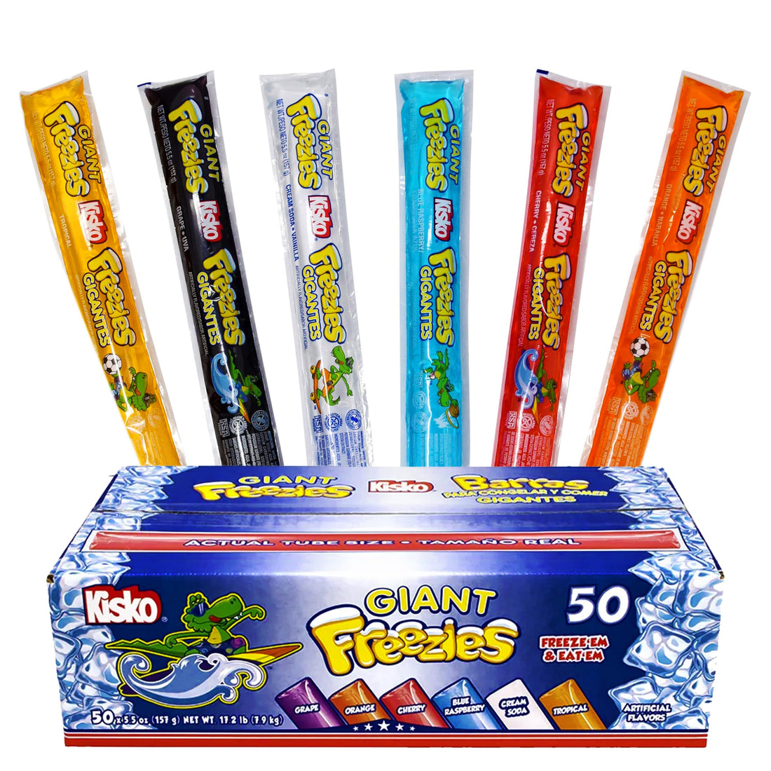 Kisko Giant Freezies 6 Assorted Flavors 5.5 oz